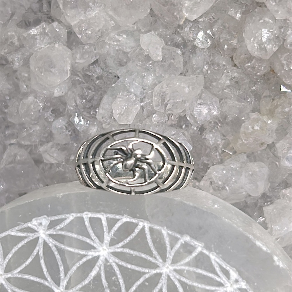 Vintage spider & web ring 925